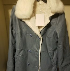 Powder Blue faux leather jacket